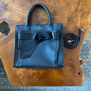 Kate spade black leather structured bag, with crossbody strap